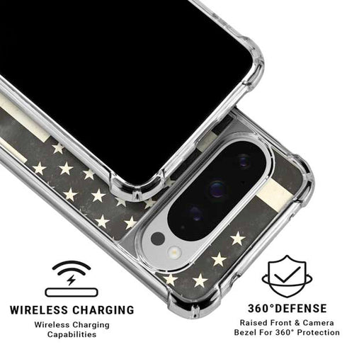 Black & White USA Flag Google Pixel 10 Pro Clear Case